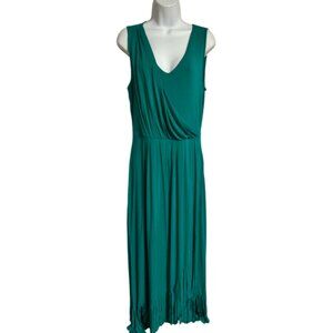 Sz.M*Boston Proper*Emerald Green Midi Dress W/Fringe at Hem